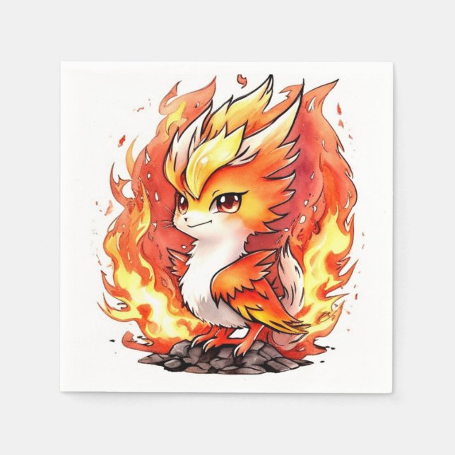 Phoenix Fire Bird Kids Birthday Napkin (Front)
