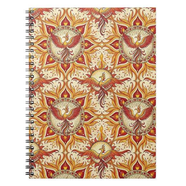 Phoenix Fire Mandala Spiritual Design Pattern Art Notebook (Front)