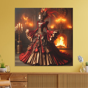 Phoenix Fire Queen Steampunk Victorian Industrial Canvas Print
