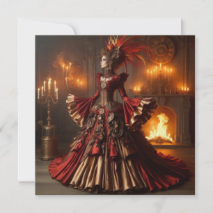 Phoenix Fire Queen Steampunk Victorian Industrial Invitation