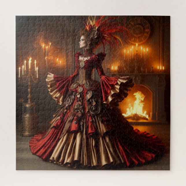 Phoenix Fire Queen Steampunk Victorian Industrial Jigsaw Puzzle (Vertical)