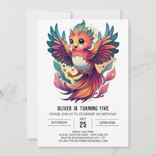 Phoenix Firebird Cute Birthday invitation