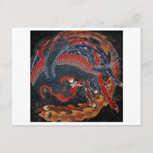 Phoenix (Firebird Goddess) Hokusai Fine Art Postcard