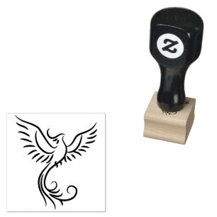 Phoenix Flames Animal Mystical Bird Emblem Rubber Stamp