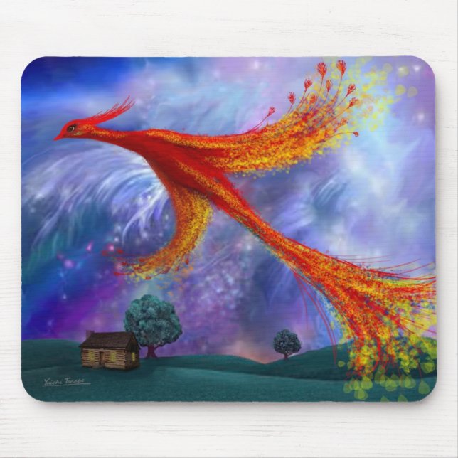 Phoenix Flying at Night Mouse Mat (Front)