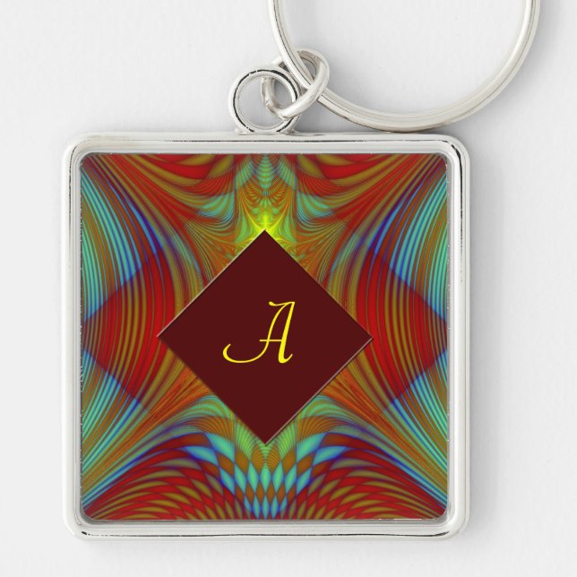 Phoenix fractal personalised keychain (Front)