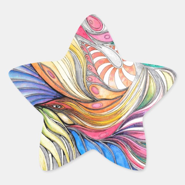 Phoenix Fronds Star Sticker (Front)