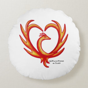 Phoenix Heart, MeWarriorWoman on Twitch Round Cushion