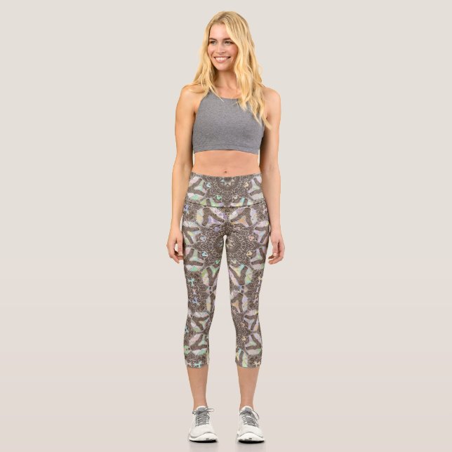 Phoenix Henna Mandala Art Yoga Capri Leggings (Front)