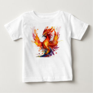 Phoenix in Flames Watercolor Design Baby T-Shirt