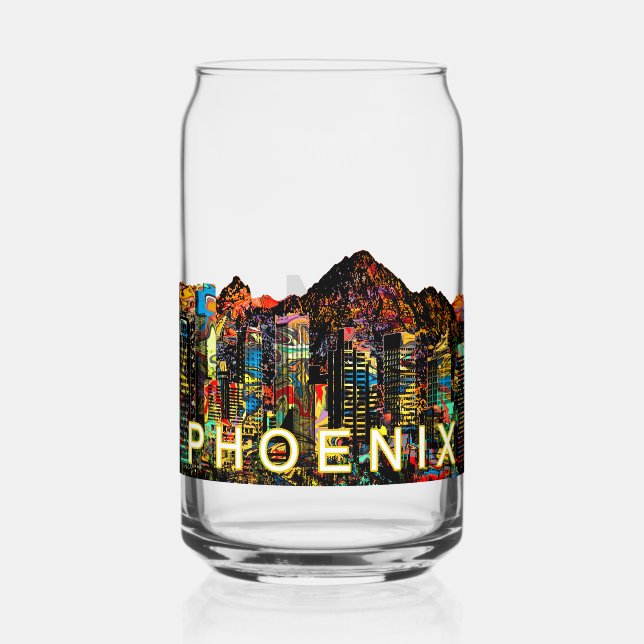Phoenix in graffiti with monogram  can glass (Front)