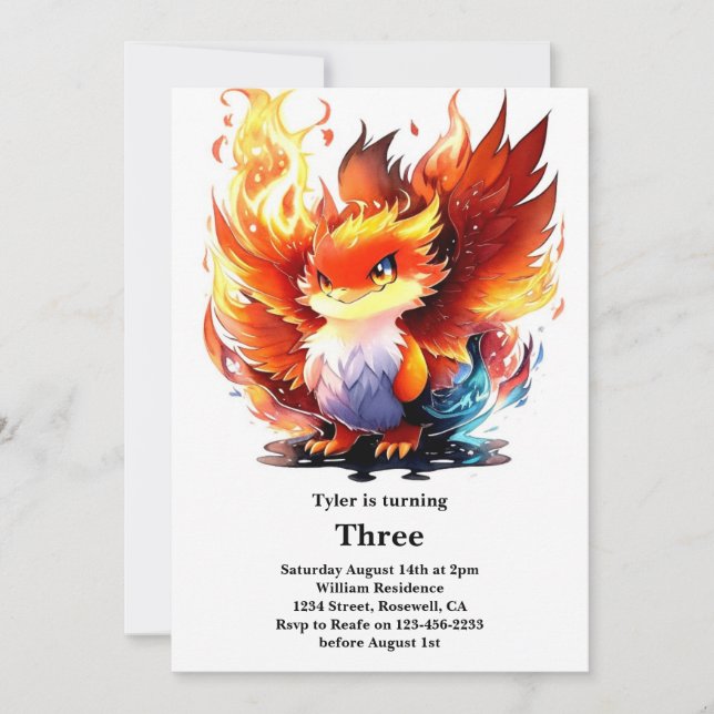 Phoenix Kids Birthday Invitation (Front)