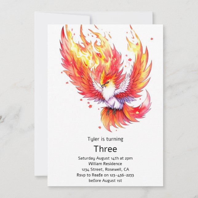 Phoenix Kids Birthday Invitation (Front)