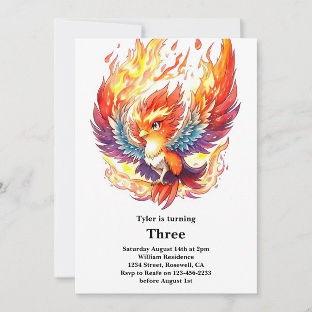 Phoenix Kids Birthday Invitation (Front)