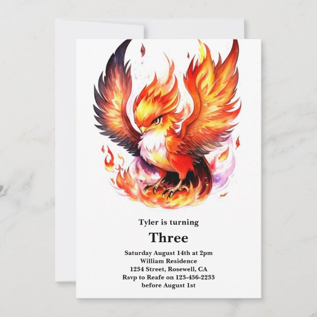 Phoenix Kids Birthday Invitation (Front)