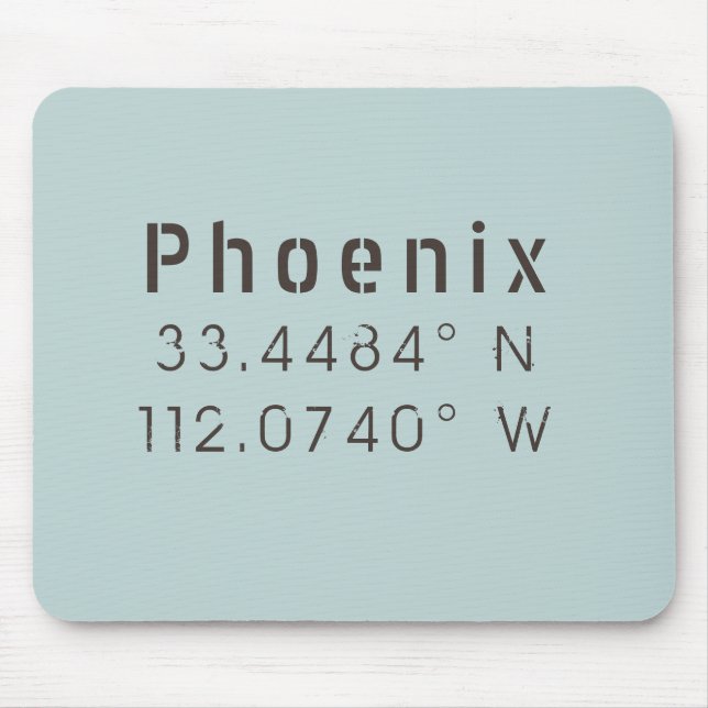 Phoenix Latitude Longitude Mouse Mat (Front)