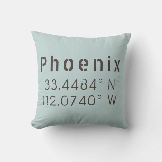 Phoenix Longitude Latitude Throw Pillow (Front)