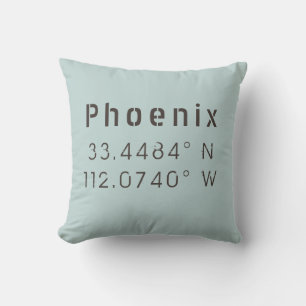 Phoenix Longitude Latitude Throw Pillow