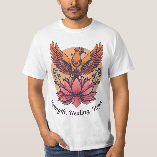 Phoenix Lotus Symbol – Strength, Healing, Hope  T-Shirt (Front)