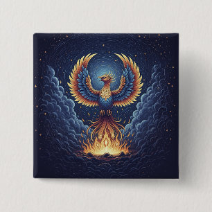 Phoenix: mystical world, symbol of good fortune 15 cm square badge