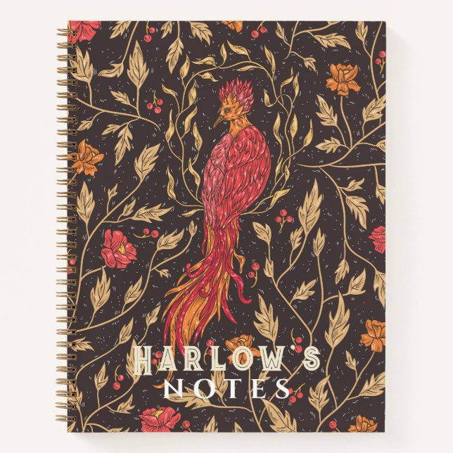 Phoenix Mythical Creature Crimson Red Notebook (Front)