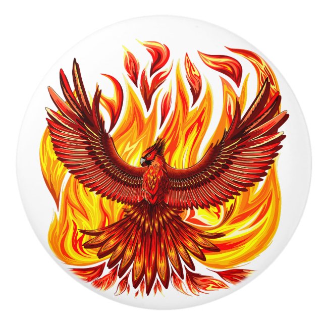 Phoenix mythological immortal Creature Ceramic Knob (Front)