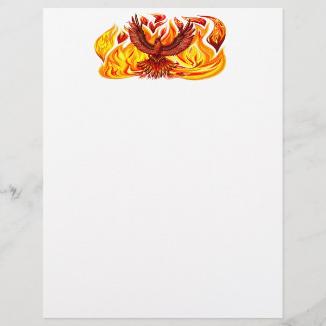 Phoenix mythological immortal Creature Custom Letterhead (Front)