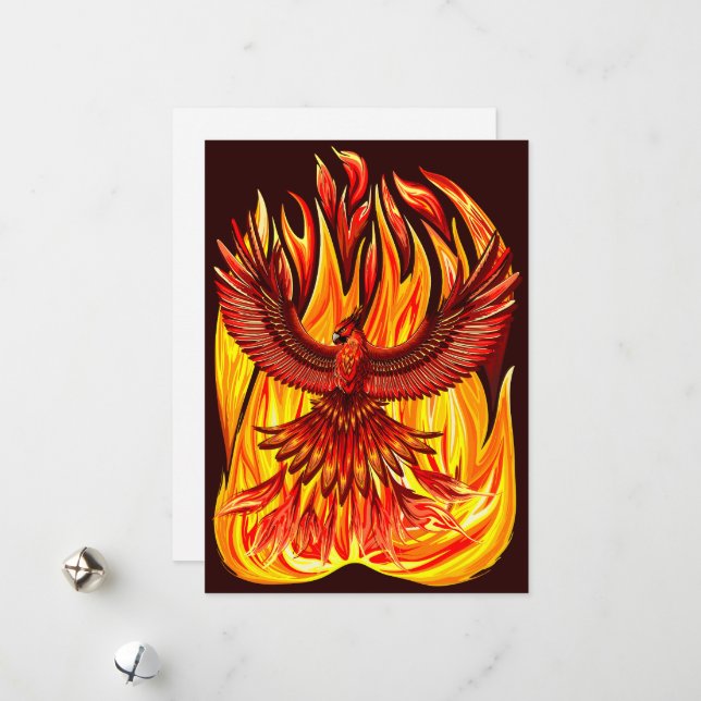 Phoenix mythological immortal Creature Holiday Card (Front/Back In Situ)