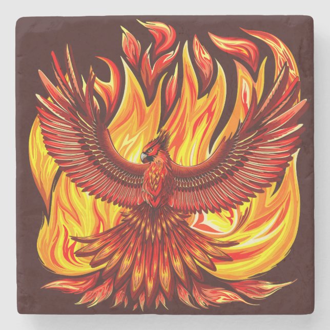 Phoenix mythological immortal Creature Stone Coaster (Front)