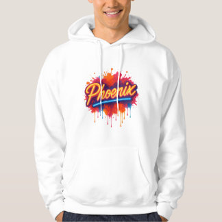 Phoenix Neon Graffiti – Retro Street Art Glow Hoodie