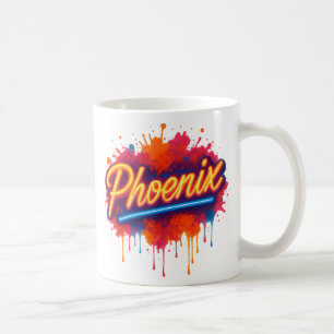 Phoenix Neon Graffiti – Retro Street Art Glow Mug