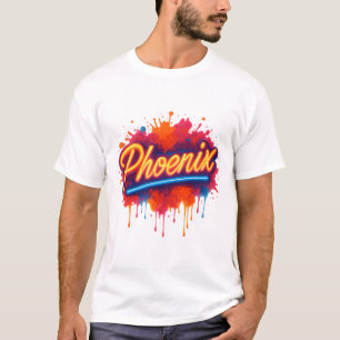 Phoenix Neon Graffiti – Retro Street Art Glow T-Shirt