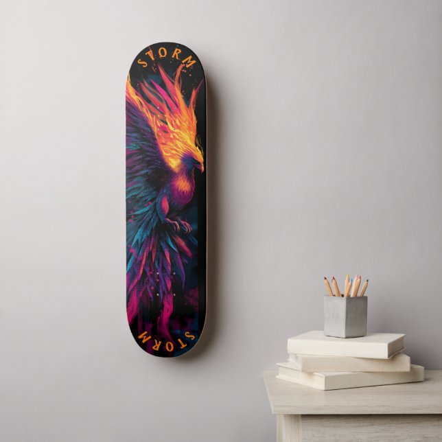 Phoenix Neon Graffiti Street Art – Limited Edition Skateboard (Wall Art)
