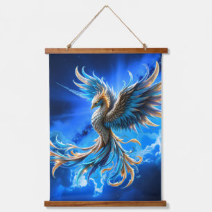 Phoenix of the Sapphire Dawn Hanging Tapestry