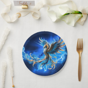 Phoenix of the Sapphire Dawn Paper Plate