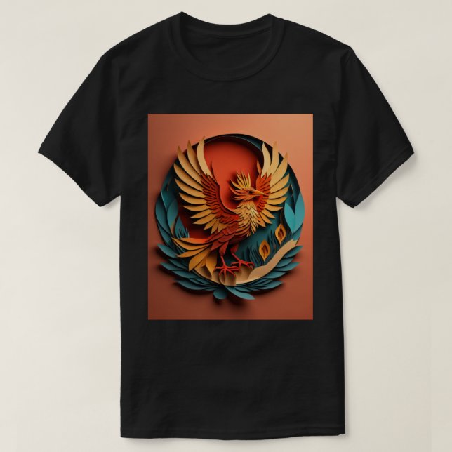 Phoenix Paper Art Design T-shirt  (Design Front)