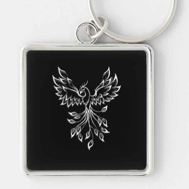 Phoenix Rises on Black  Key Ring (Front)