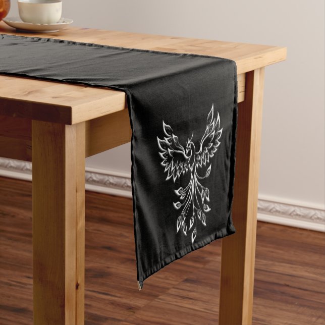Phoenix Rises on Black Medium Table Runner (In Situ)