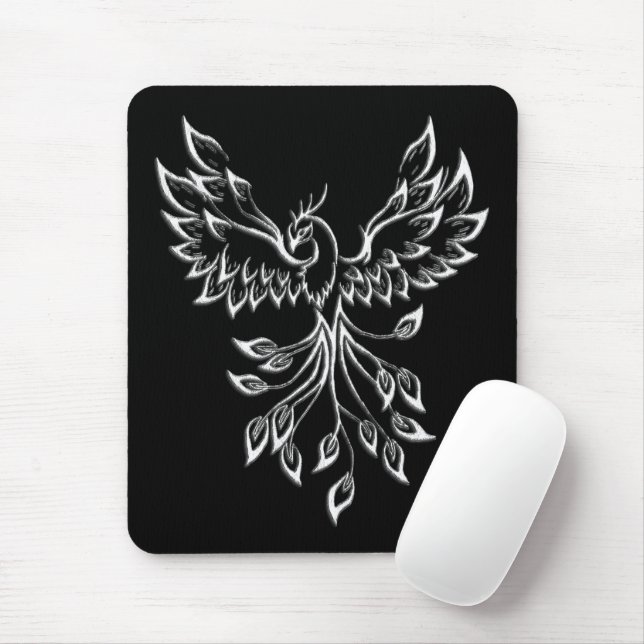 Phoenix Rises on Black Mouse Mat (With Mouse)