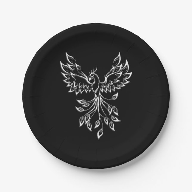 Phoenix Rises on Black Paper Plate (Front)