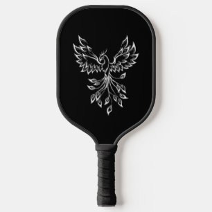 Phoenix Rises on Black Pickleball Paddle