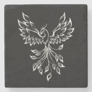 Phoenix Rises on Black Stone Coaster