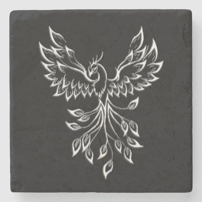 Phoenix Rises on Black  Stone Coaster (Front)