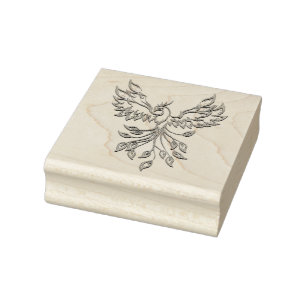  Phoenix Rises on Silver Rubber Stamp