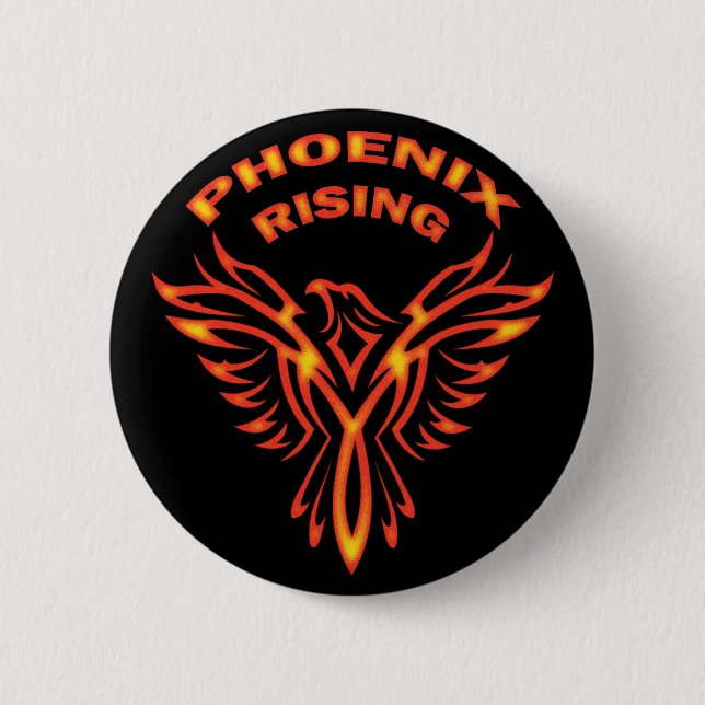 PHOENIX RISING 6 CM ROUND BADGE (Front)
