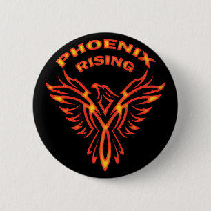 PHOENIX RISING 6 CM ROUND BADGE