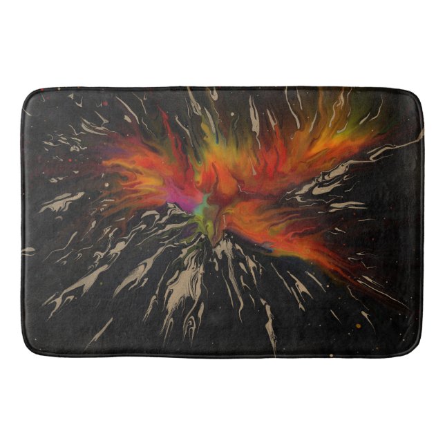 Phoenix Rising – Abstract Fire Explosion Art Bath Mat (Front)
