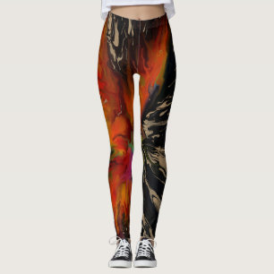 Phoenix Rising – Abstract Fire Explosion Art Leggings