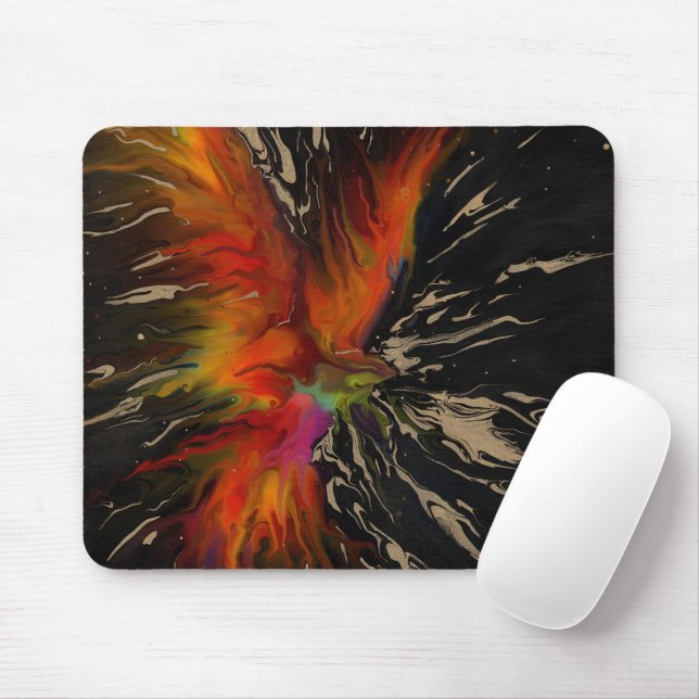 Phoenix Rising – Abstract Fire Explosion Art Mouse Mat (With Mouse)