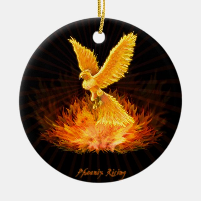 Phoenix Rising Ceramic Tree Decoration (Front)